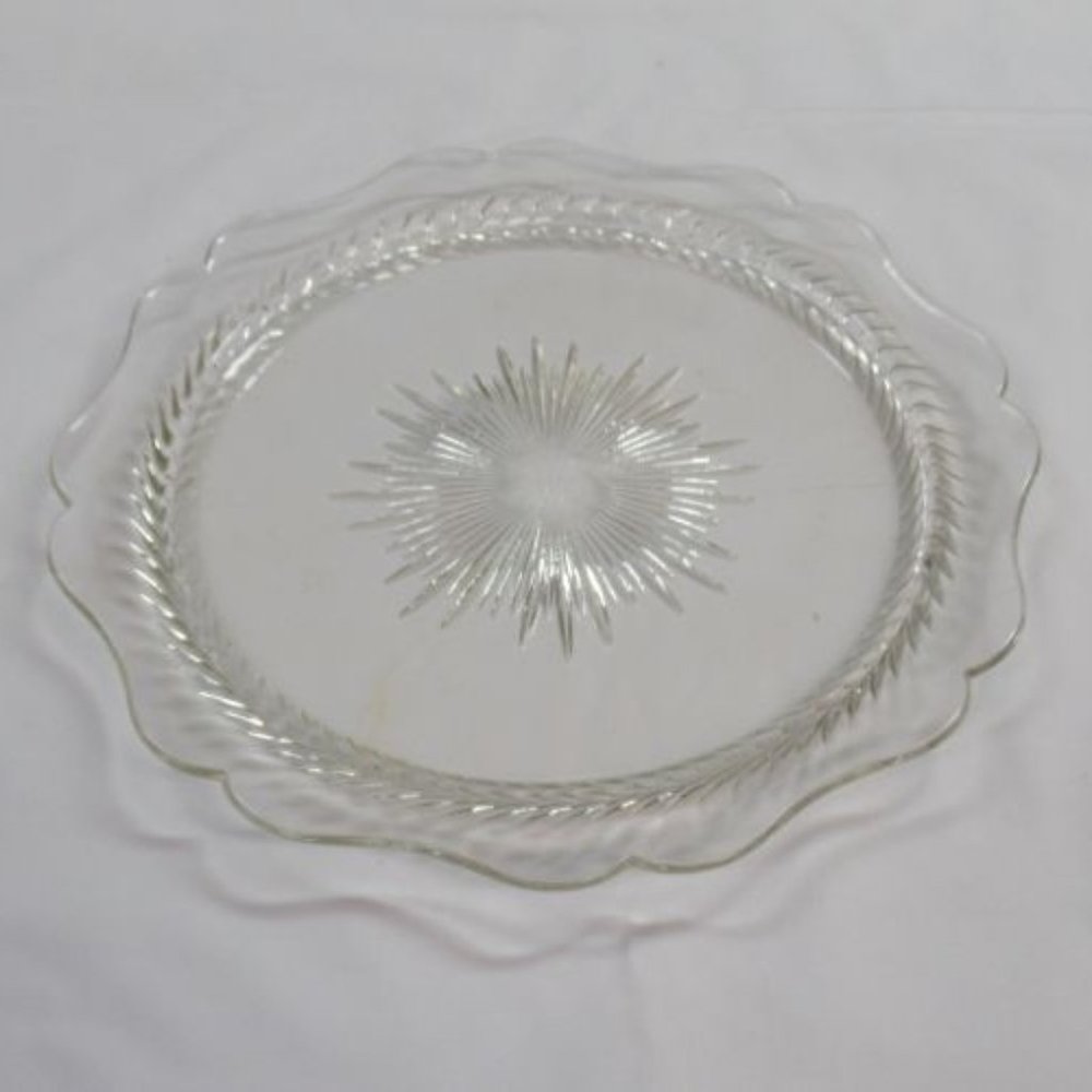Jeannette Depression Glass Crystal Clear Sunburst 9 1/4 Inch Dinner Plate